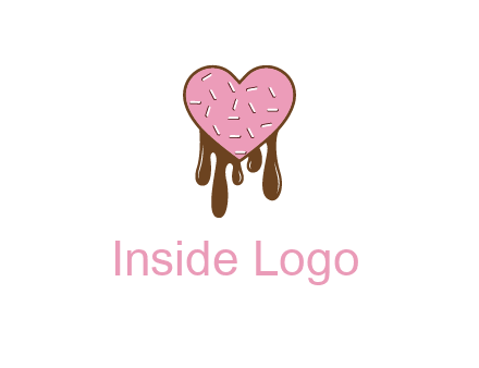 sprinkles on heart shaped cupcake with melting chocolate