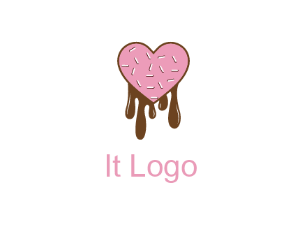 sprinkles on heart shaped cupcake with melting chocolate