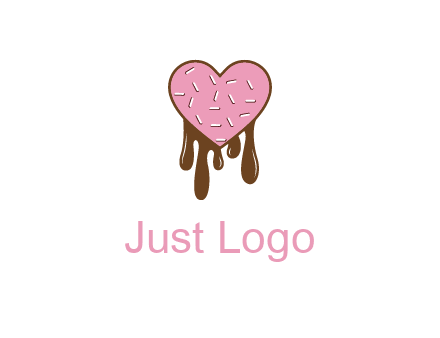 sprinkles on heart shaped cupcake with melting chocolate