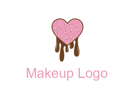 sprinkles on heart shaped cupcake with melting chocolate