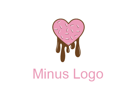 sprinkles on heart shaped cupcake with melting chocolate