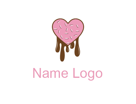sprinkles on heart shaped cupcake with melting chocolate
