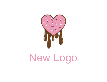 sprinkles on heart shaped cupcake with melting chocolate