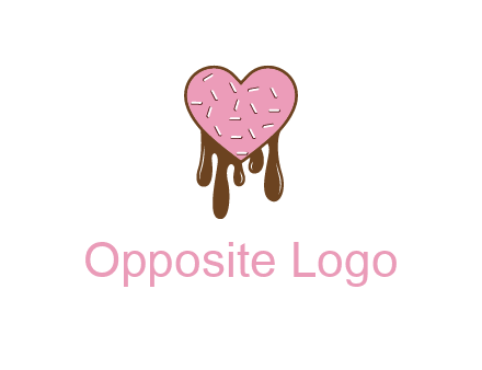 sprinkles on heart shaped cupcake with melting chocolate