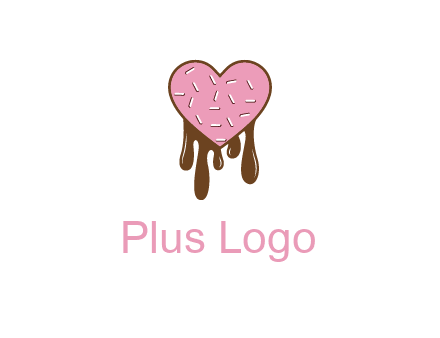 sprinkles on heart shaped cupcake with melting chocolate