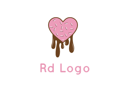 sprinkles on heart shaped cupcake with melting chocolate