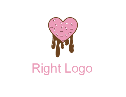 sprinkles on heart shaped cupcake with melting chocolate