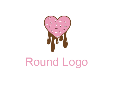 sprinkles on heart shaped cupcake with melting chocolate