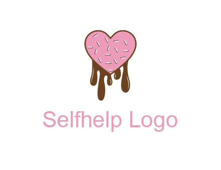 sprinkles on heart shaped cupcake with melting chocolate