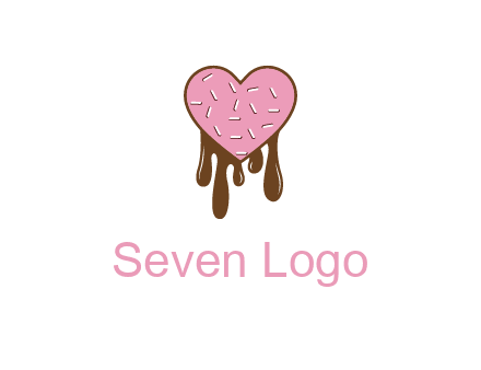 sprinkles on heart shaped cupcake with melting chocolate