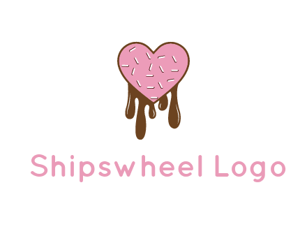 sprinkles on heart shaped cupcake with melting chocolate