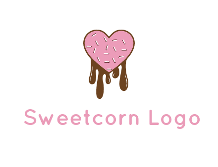 sprinkles on heart shaped cupcake with melting chocolate