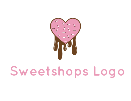 sprinkles on heart shaped cupcake with melting chocolate