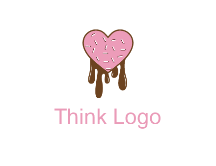 sprinkles on heart shaped cupcake with melting chocolate