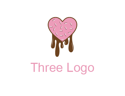 sprinkles on heart shaped cupcake with melting chocolate
