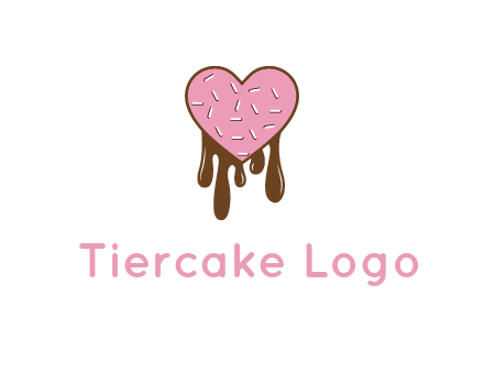 sprinkles on heart shaped cupcake with melting chocolate