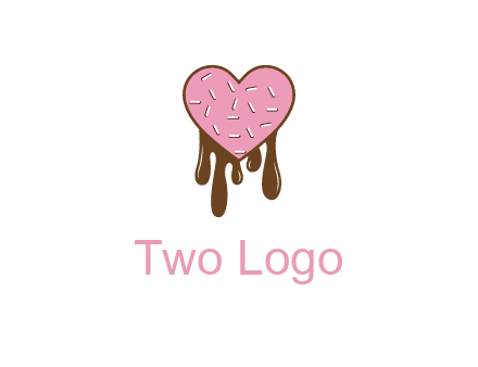sprinkles on heart shaped cupcake with melting chocolate