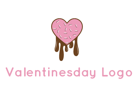 sprinkles on heart shaped cupcake with melting chocolate