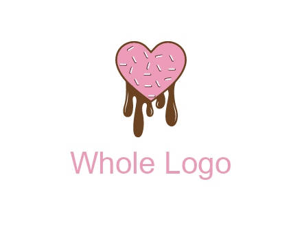 sprinkles on heart shaped cupcake with melting chocolate
