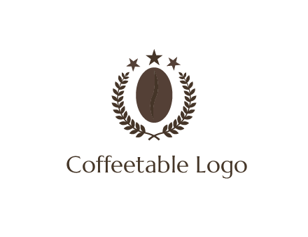 stars above coffee bean with leaves