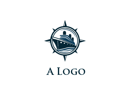 cruise ship in circle with compass arrows