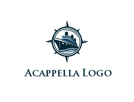 cruise ship in circle with compass arrows