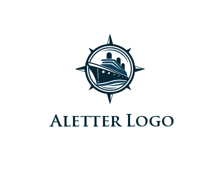 cruise ship in circle with compass arrows