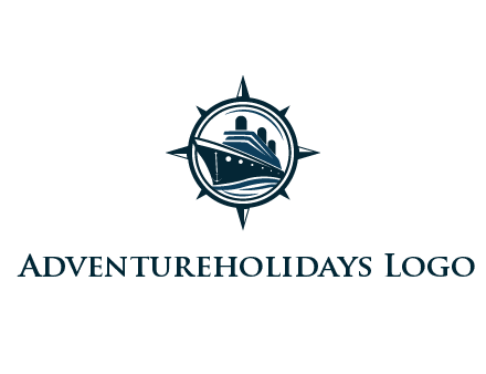 cruise ship in circle with compass arrows