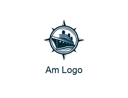 cruise ship in circle with compass arrows