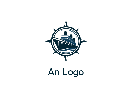 cruise ship in circle with compass arrows