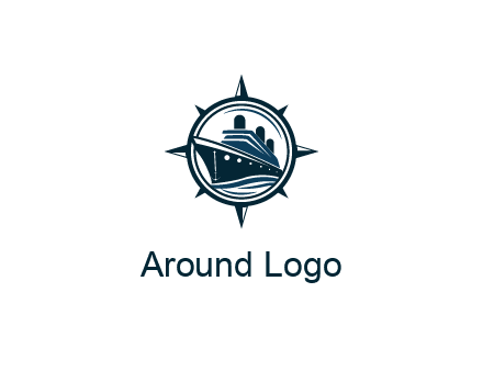 cruise ship in circle with compass arrows