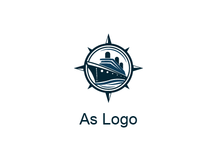 cruise ship in circle with compass arrows