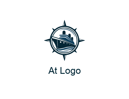 cruise ship in circle with compass arrows