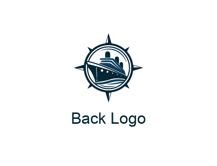 cruise ship in circle with compass arrows