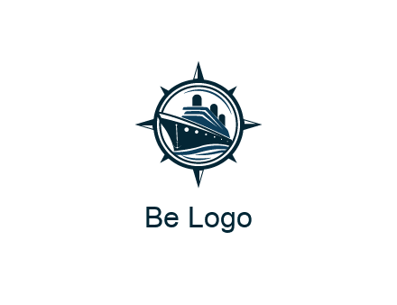 cruise ship in circle with compass arrows