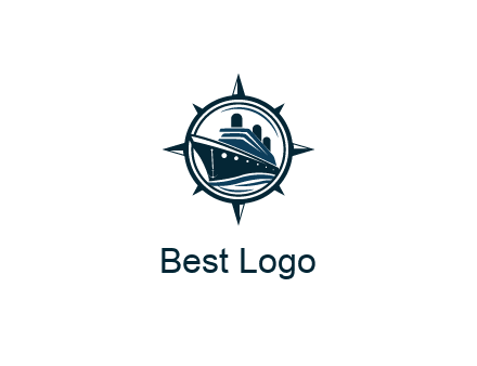 cruise ship in circle with compass arrows
