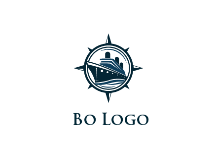 cruise ship in circle with compass arrows