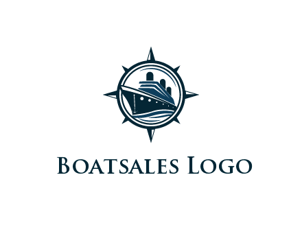 cruise ship in circle with compass arrows