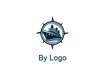 cruise ship in circle with compass arrows