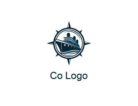 cruise ship in circle with compass arrows