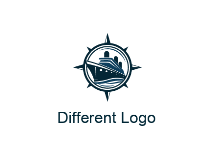 cruise ship in circle with compass arrows