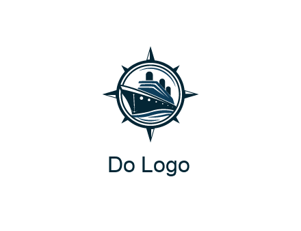 cruise ship in circle with compass arrows