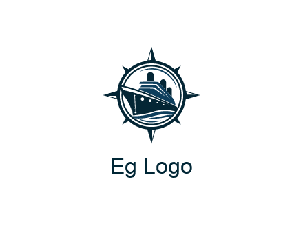 cruise ship in circle with compass arrows
