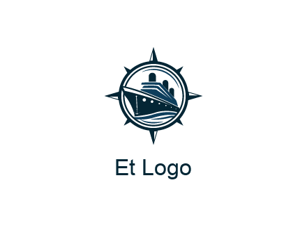 cruise ship in circle with compass arrows
