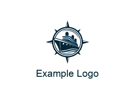 cruise ship in circle with compass arrows