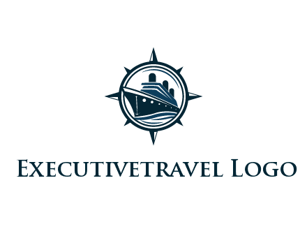 cruise ship in circle with compass arrows