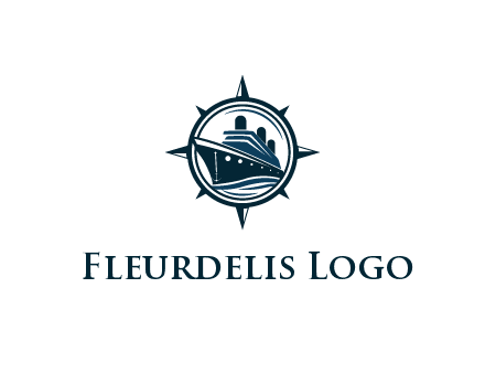 cruise ship in circle with compass arrows