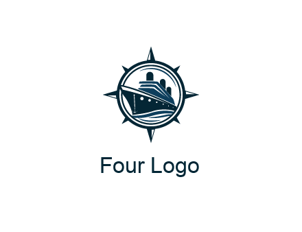 cruise ship in circle with compass arrows