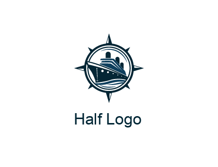 cruise ship in circle with compass arrows