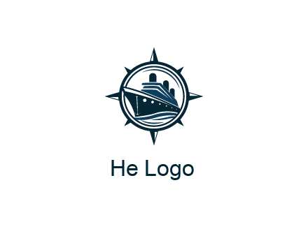 cruise ship in circle with compass arrows